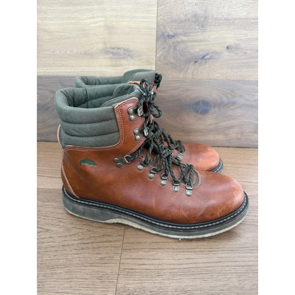 Simms Freestone Wading Boots Mens 13 Brown Leather Felt Sole Fly Fishing Boots